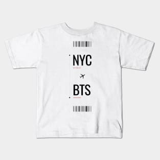 NYC to BTS Boarding pass Kids T-Shirt